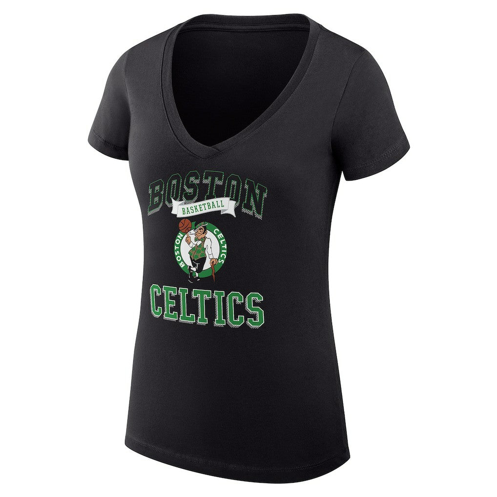 Boston Celtics G-III 4Her by Carl Banks Women's Super-Slim Fit Lightweight Team Logo V-Neck T-Shirt Black - NBA