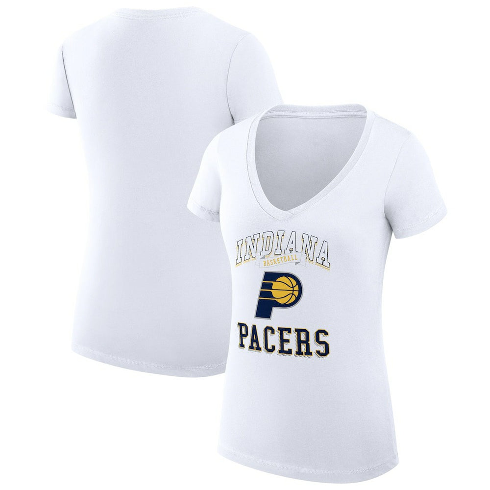 Indiana Pacers G-III 4Her by Carl Banks Women's Super-Slim Fit Lightweight Team Logo V-Neck T-Shirt White - NBA