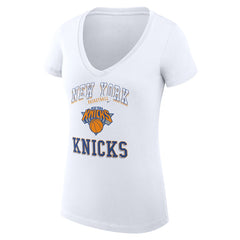 New York Knicks G-III 4Her by Carl Banks Women's Super-Slim Fit Lightweight Team Logo V-Neck T-Shirt White - NBA