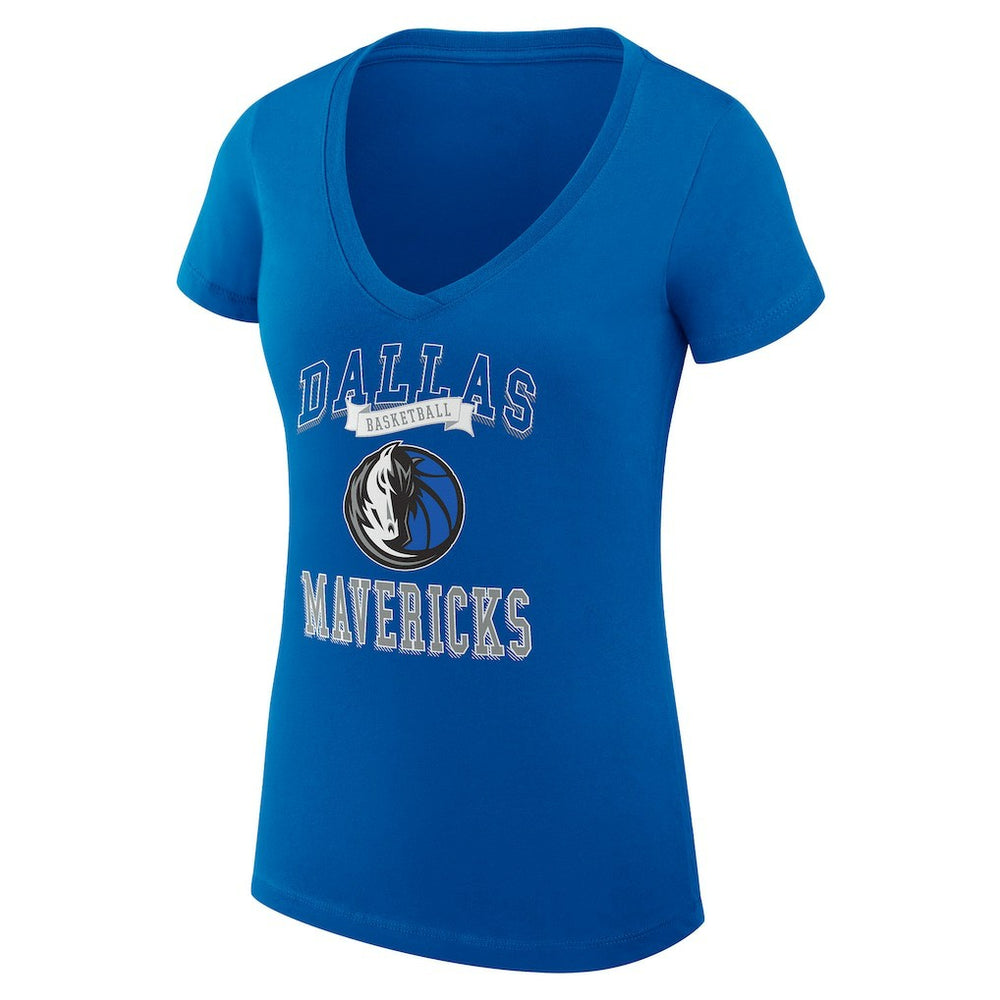 Dallas Mavericks G-III 4Her by Carl Banks Women's Super-Slim Fit Lightweight Team Logo V-Neck T-Shirt Blue - NBA