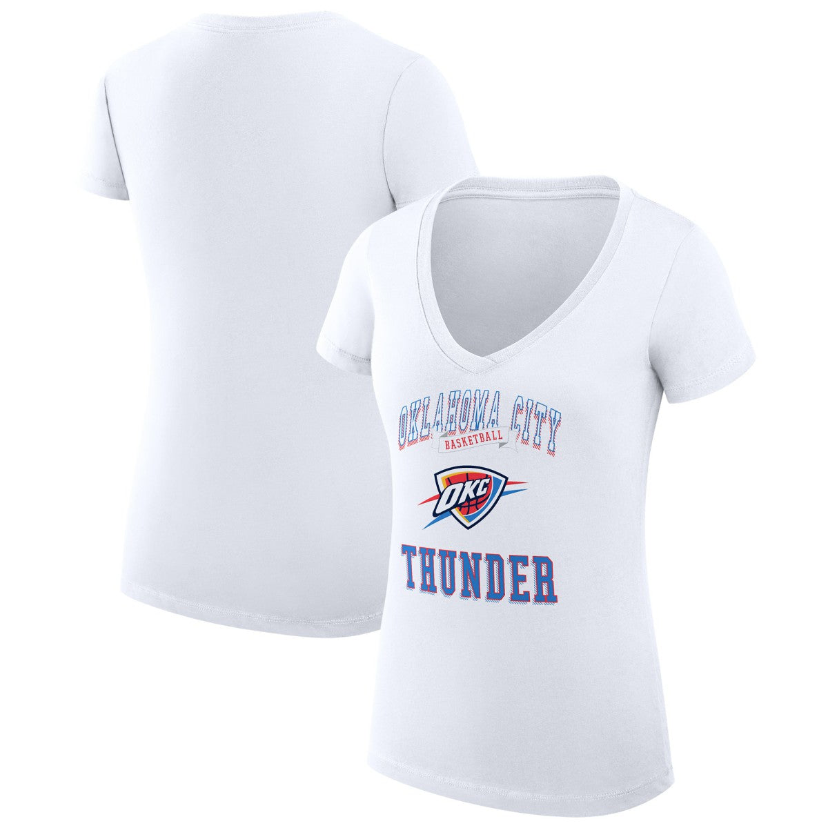 Oklahoma City Thunder G-III 4Her by Carl Banks Women's Super-Slim Fit Lightweight Team Logo V-Neck T-Shirt White - NBA