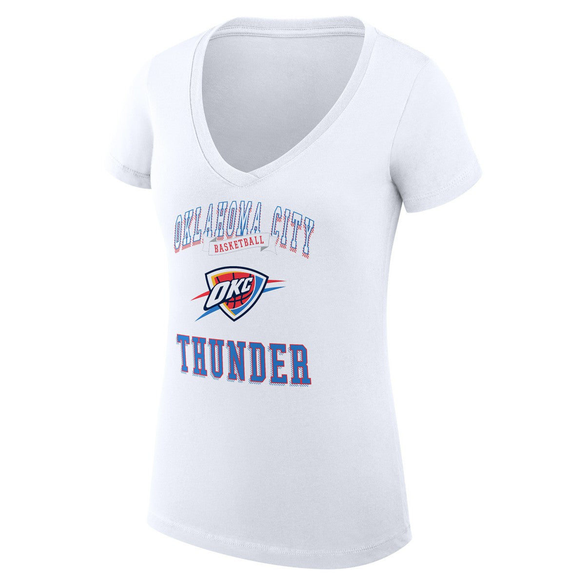 Oklahoma City Thunder G-III 4Her by Carl Banks Women's Super-Slim Fit Lightweight Team Logo V-Neck T-Shirt White - NBA