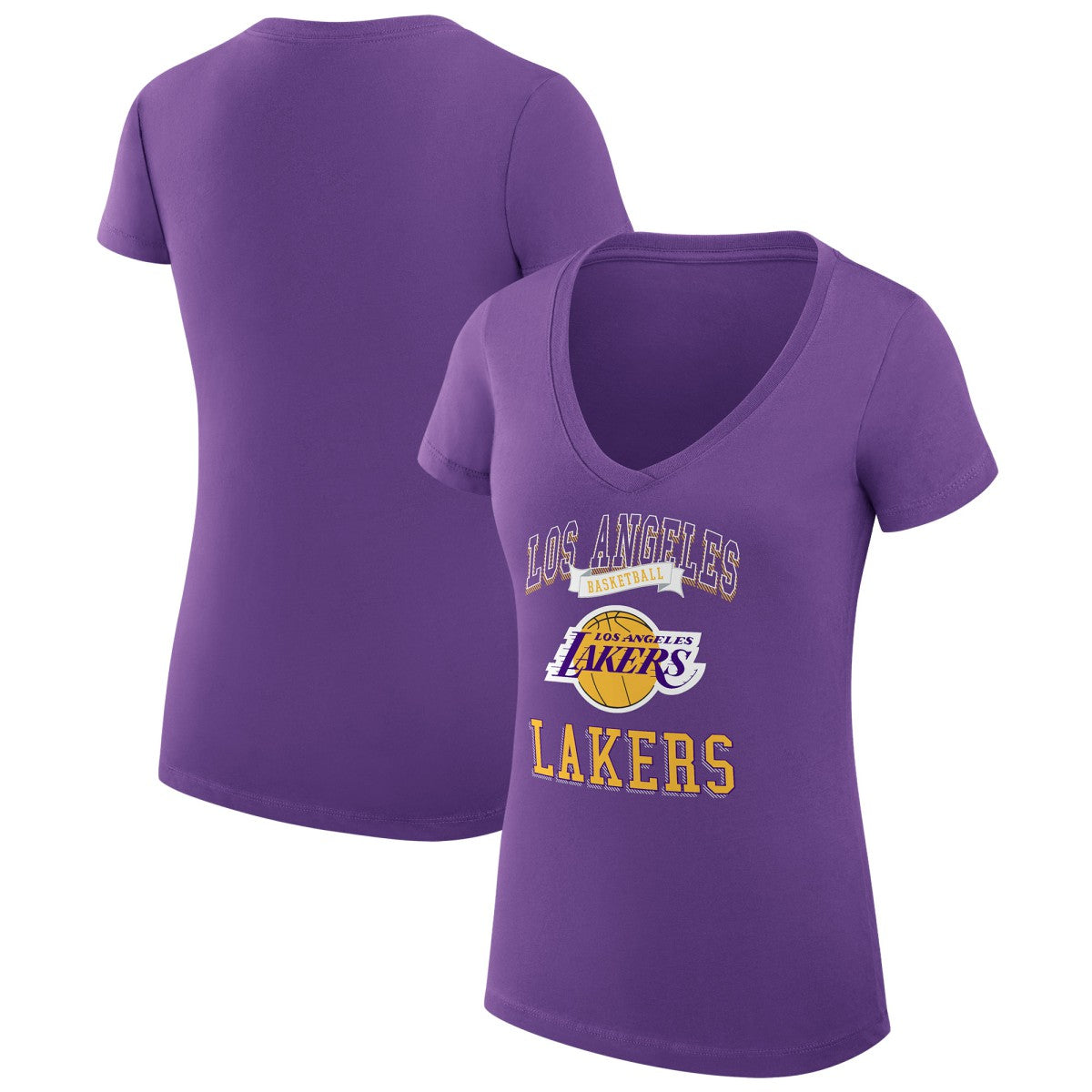 Los Angeles Lakers G-III 4Her by Carl Banks Women's Super-Slim Fit Lightweight Team Logo V-Neck T-Shirt Purple - NBA