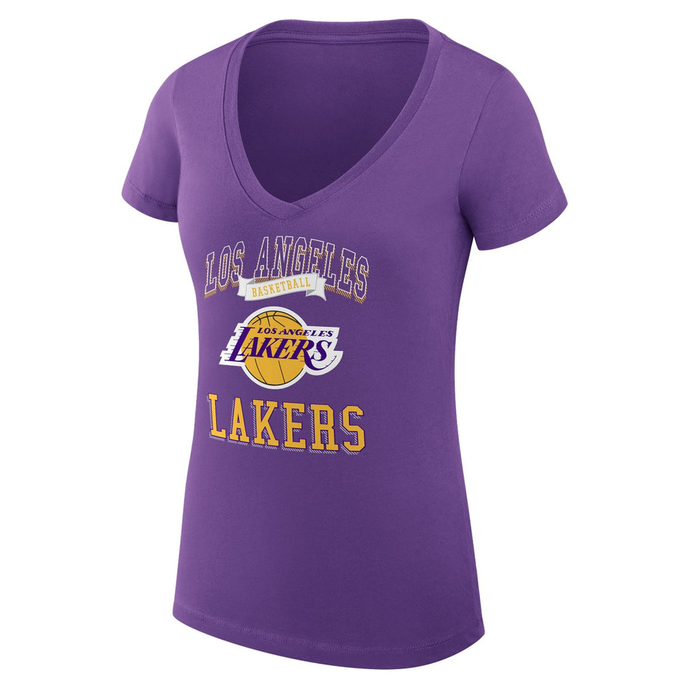 Los Angeles Lakers G-III 4Her by Carl Banks Women's Super-Slim Fit Lightweight Team Logo V-Neck T-Shirt Purple - NBA