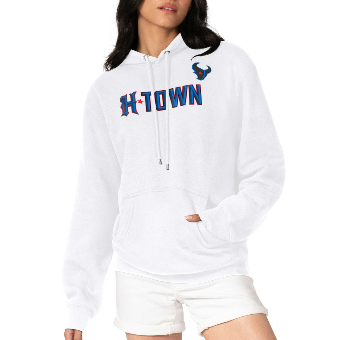 Houston Texans G-III 4Her by Carl Banks Women's H-Town Fleece Pullover Hoodie White | NFL