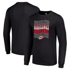 Carolina Hurricanes Starter Four Team Name Logo Long Sleeve Graphic T-Shirt - Black - NHL