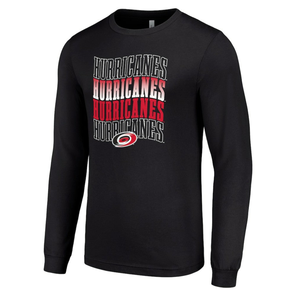 Carolina Hurricanes Starter Four Team Name Logo Long Sleeve Graphic T-Shirt - Black - NHL