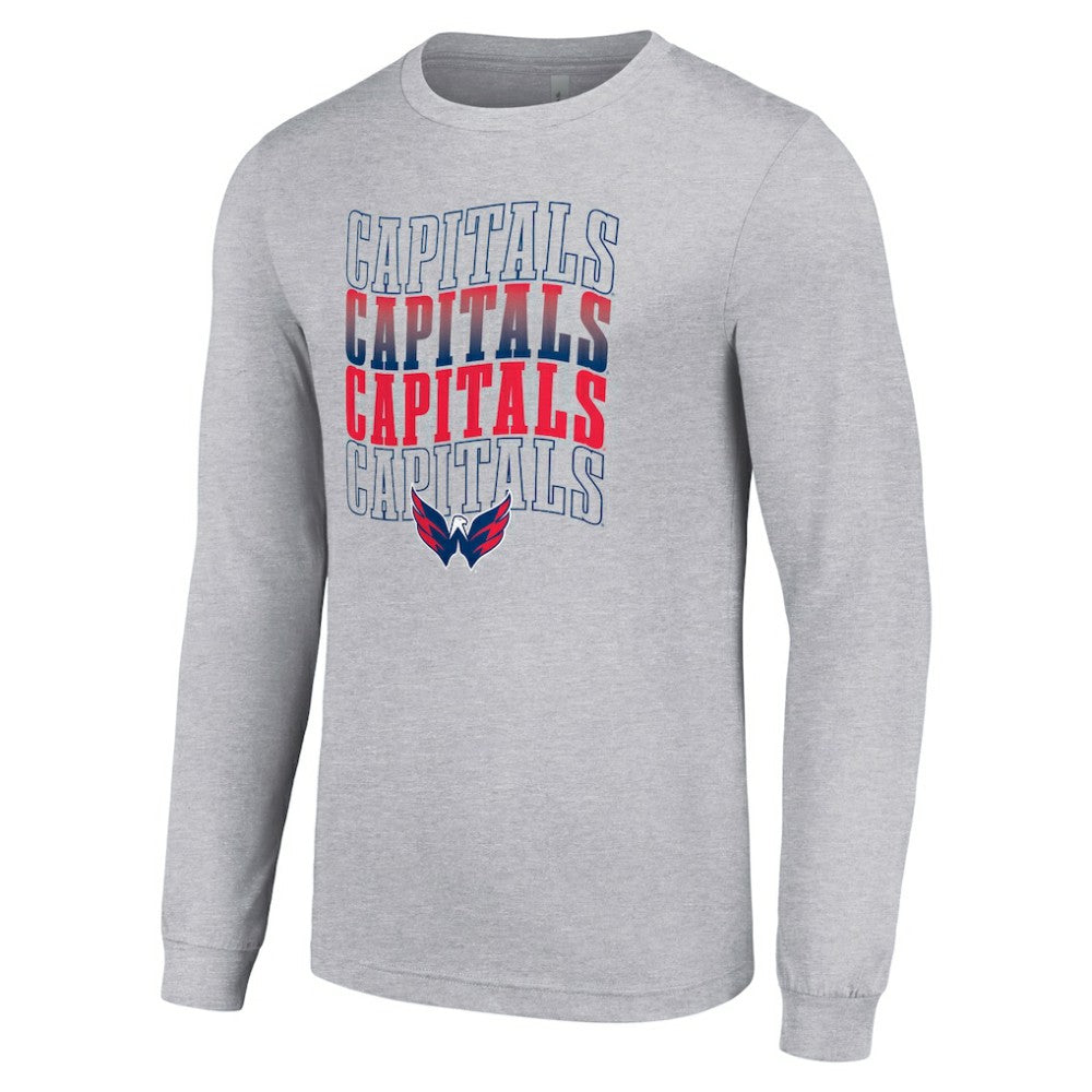 Washington Capitals Starter Four Team Name Logo Long Sleeve Graphic T-Shirt - Heather Gray - NHL