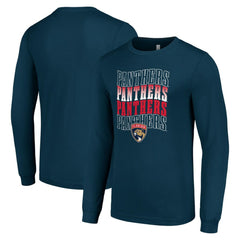 Florida Panthers Starter Four Team Name Logo Long Sleeve Graphic T-Shirt - Navy - NHL