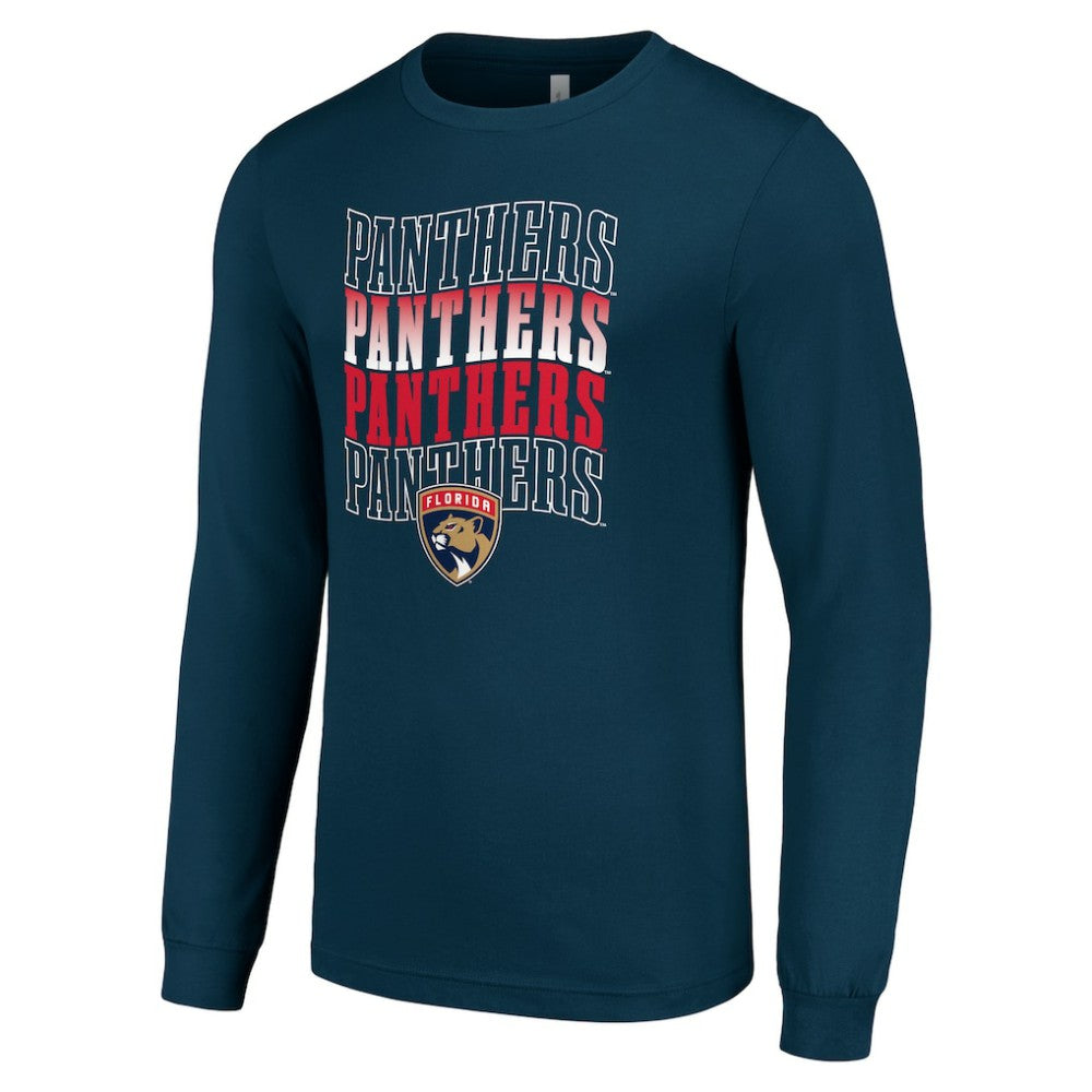Florida Panthers Starter Four Team Name Logo Long Sleeve Graphic T-Shirt - Navy - NHL