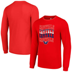 Washington Capitals Starter Four Team Name Logo Long Sleeve Graphic T-Shirt - Red - NHL