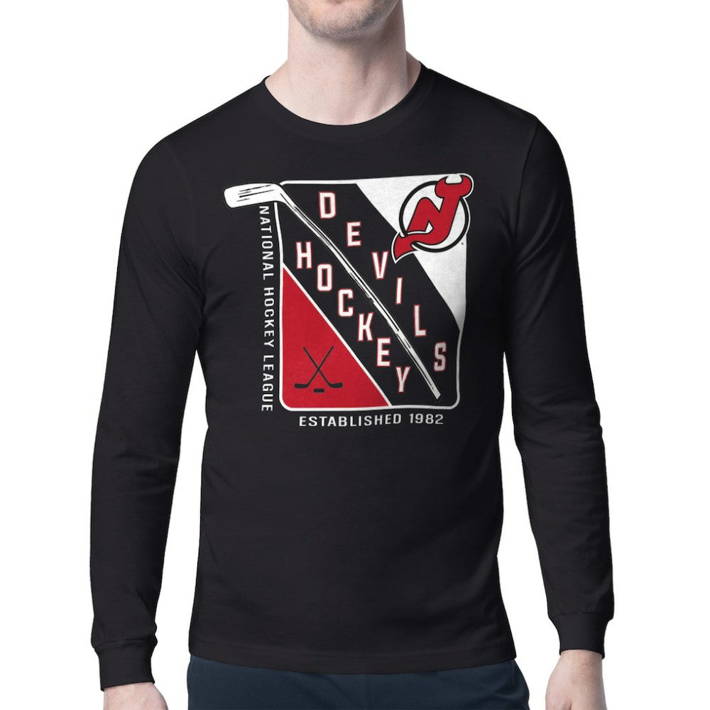 New Jersey Devils Starter Shield Long Sleeve Graphic T-Shirt - Black - NHL