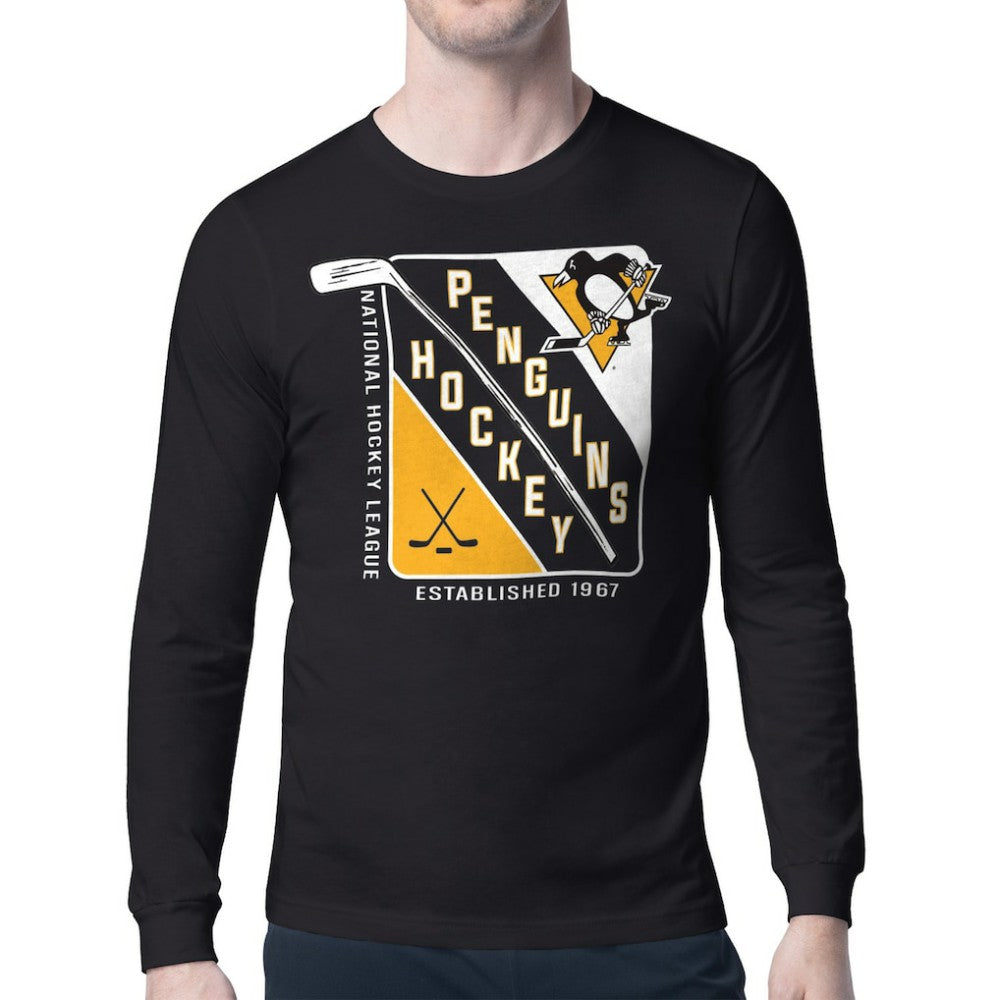 Pittsburgh Penguins Starter Shield Long Sleeve Graphic T-Shirt - Black - NHL