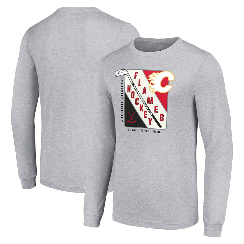Calgary Flames Starter Shield Long Sleeve Graphic T-Shirt - Heather Gray - NHL