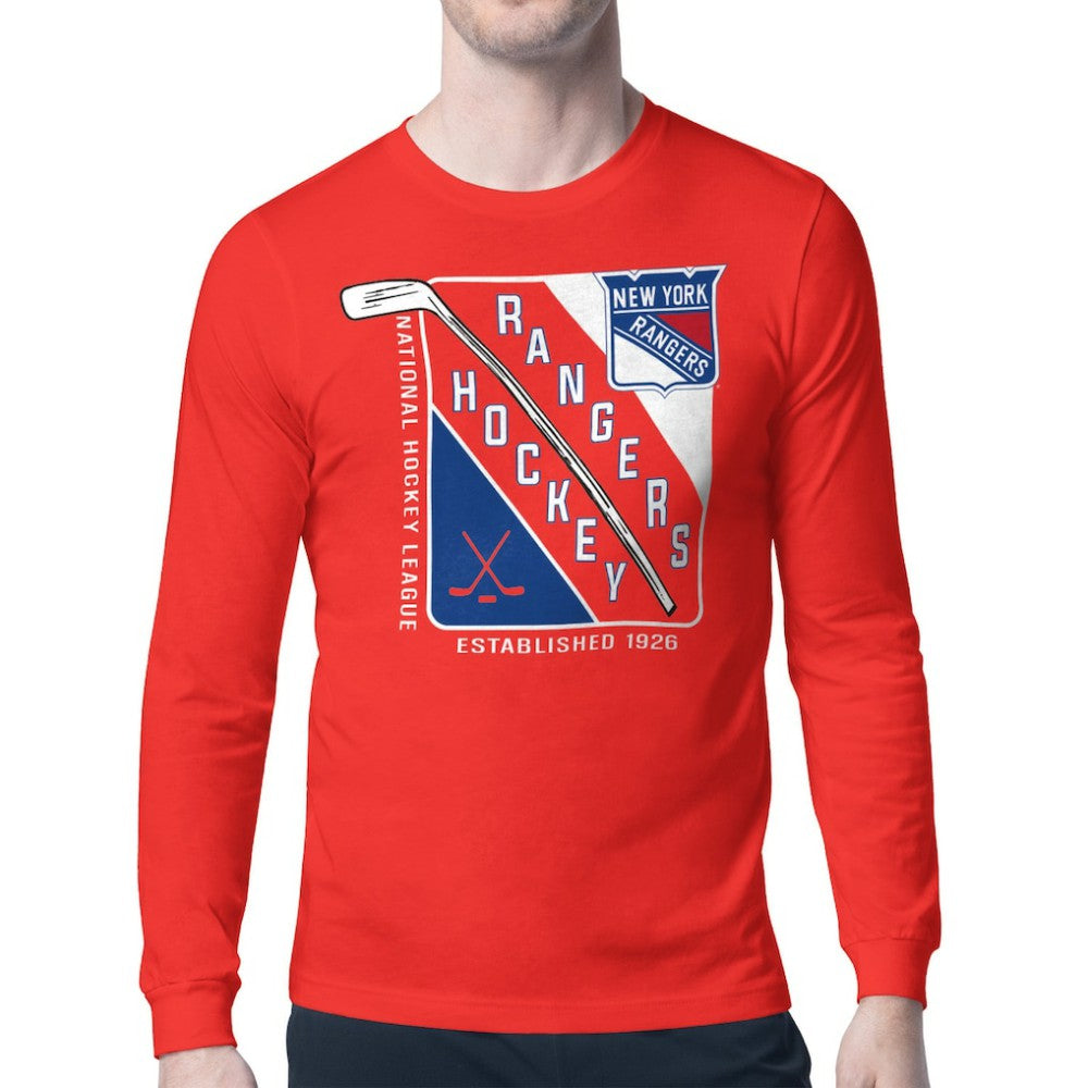 New York Rangers Starter Shield Long Sleeve Graphic T-Shirt - Red - NHL