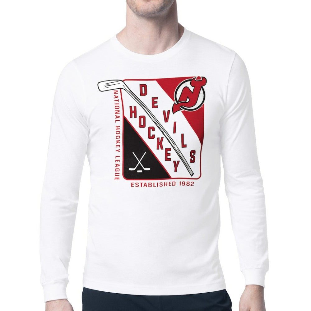 New Jersey Devils Starter Shield Long Sleeve Graphic T-Shirt - White - NHL