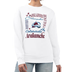 Colorado Avalanche G-III 4Her by Carl Banks Women's Collage Graphic Fleece Long Sleeve Pullover Sweatshirt - White - NHL