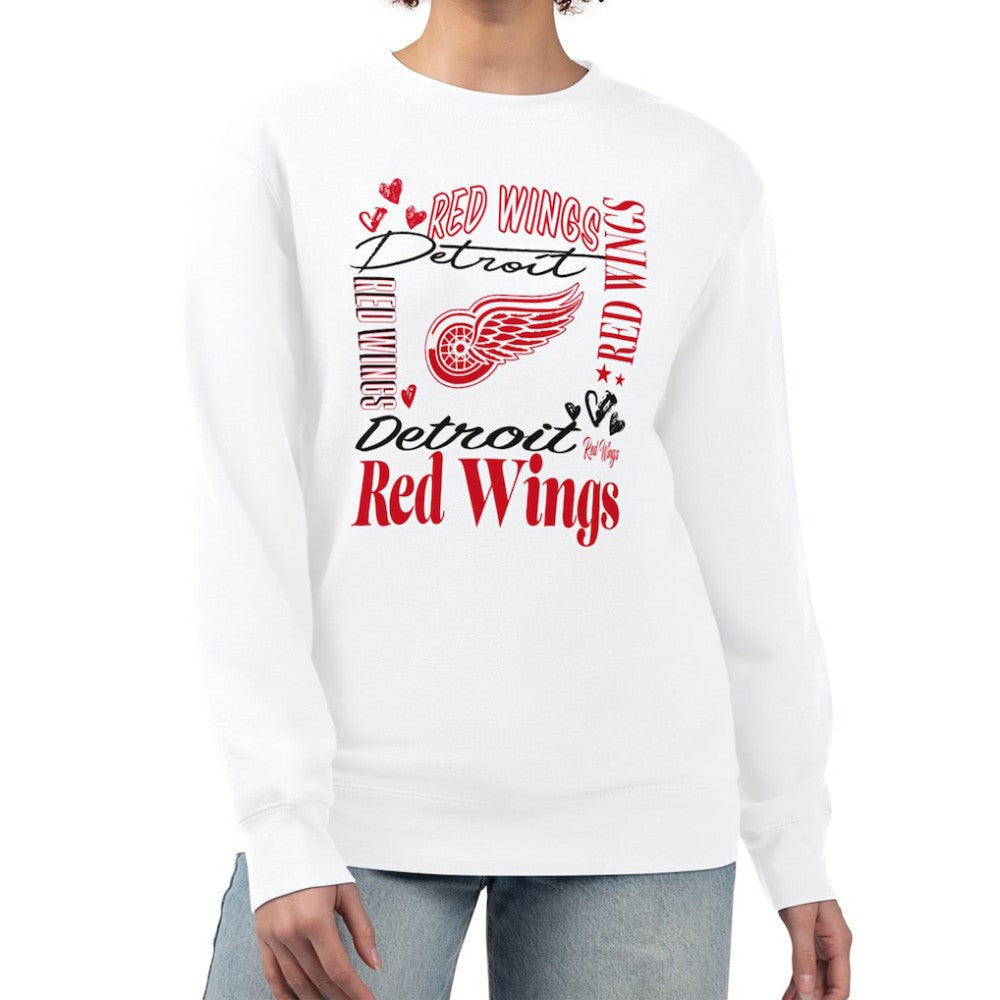Detroit Red Wings G-III 4Her by Carl Banks Women's Collage Graphic Fleece Long Sleeve Pullover Sweatshirt - White - NHL