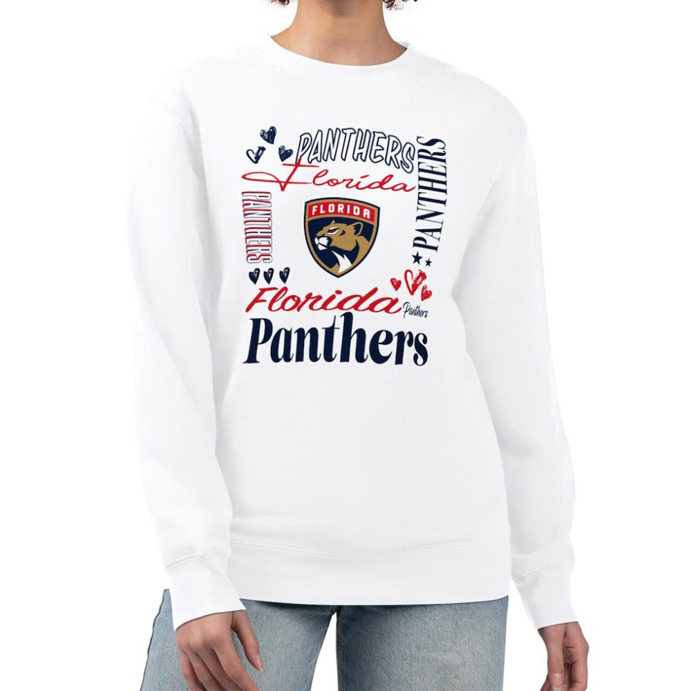 Florida Panthers G-III 4Her by Carl Banks Women's Collage Graphic Fleece Long Sleeve Pullover Sweatshirt - White - NHL