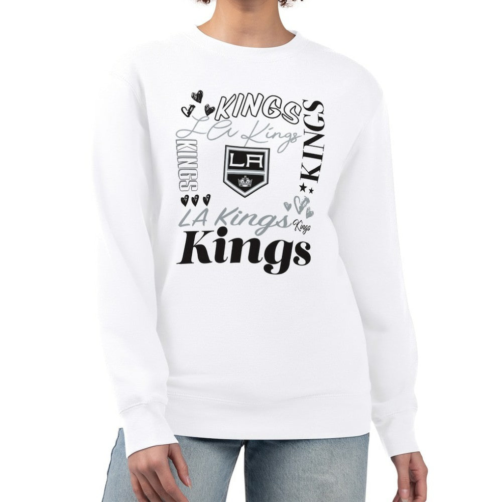 Los Angeles Kings G-III 4Her by Carl Banks Women's Collage Graphic Fleece Long Sleeve Pullover Sweatshirt - White - NHL