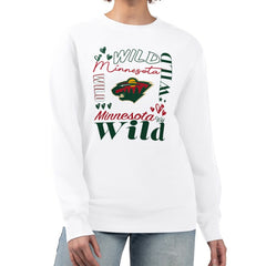 Minnesota Wild G-III 4Her by Carl Banks Women's Collage Graphic Fleece Long Sleeve Pullover Sweatshirt - White - NHL