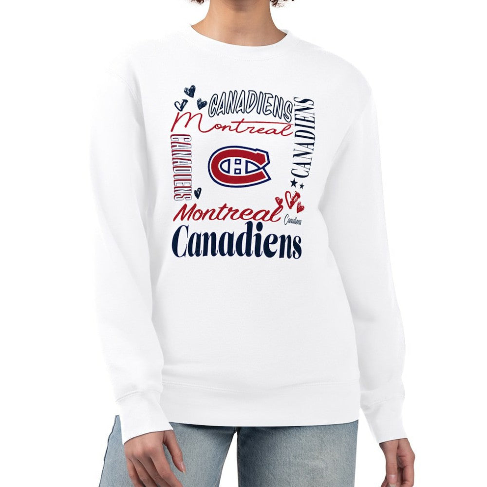 Montreal Canadiens G-III 4Her by Carl Banks Women's Collage Graphic Fleece Long Sleeve Pullover Sweatshirt - White - NHL