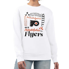 Philadelphia Flyers G-III 4Her by Carl Banks Women's Collage Graphic Fleece Long Sleeve Pullover Sweatshirt - White - NHL