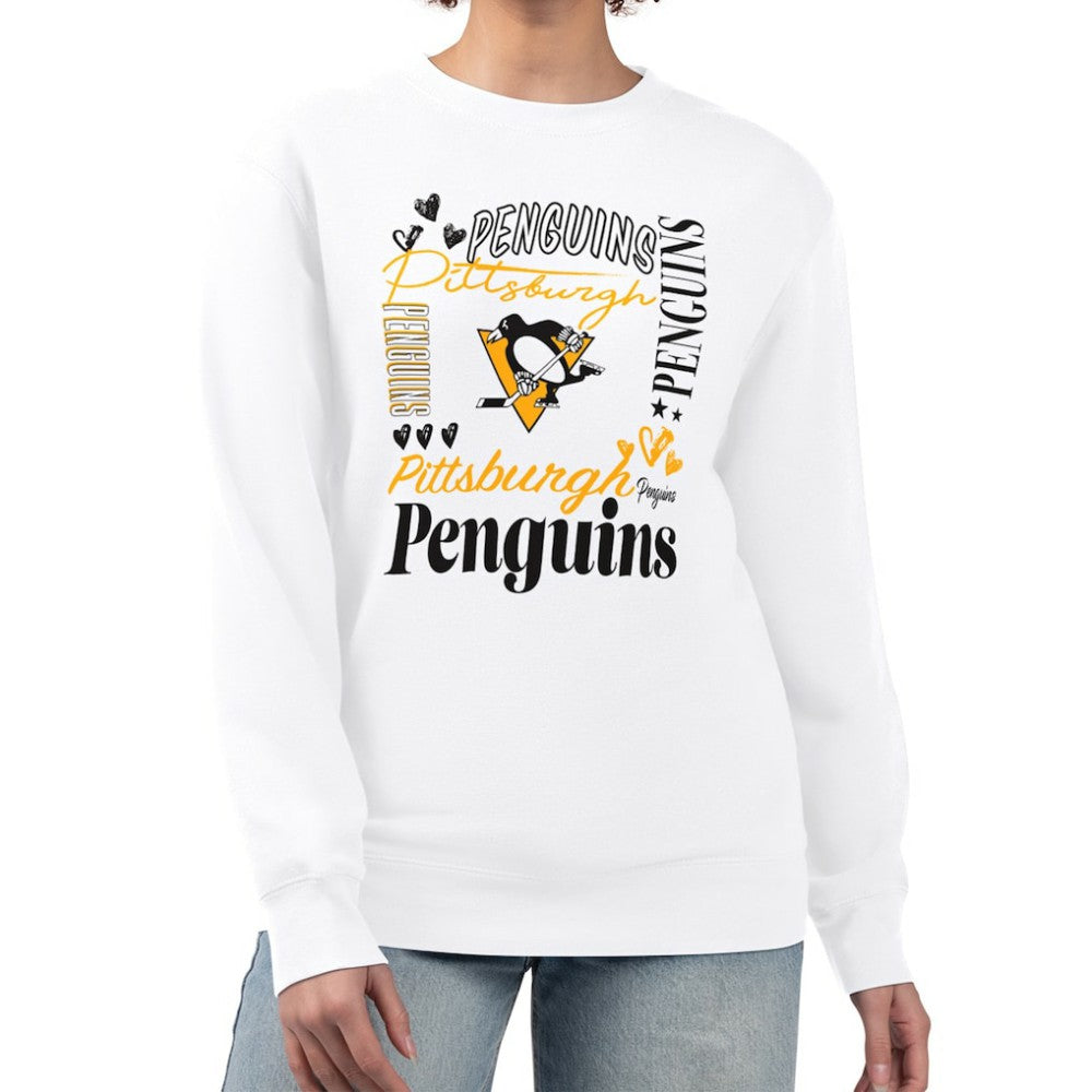 Pittsburgh Penguins G-III 4Her by Carl Banks Women's Collage Graphic Fleece Long Sleeve Pullover Sweatshirt - White - NHL