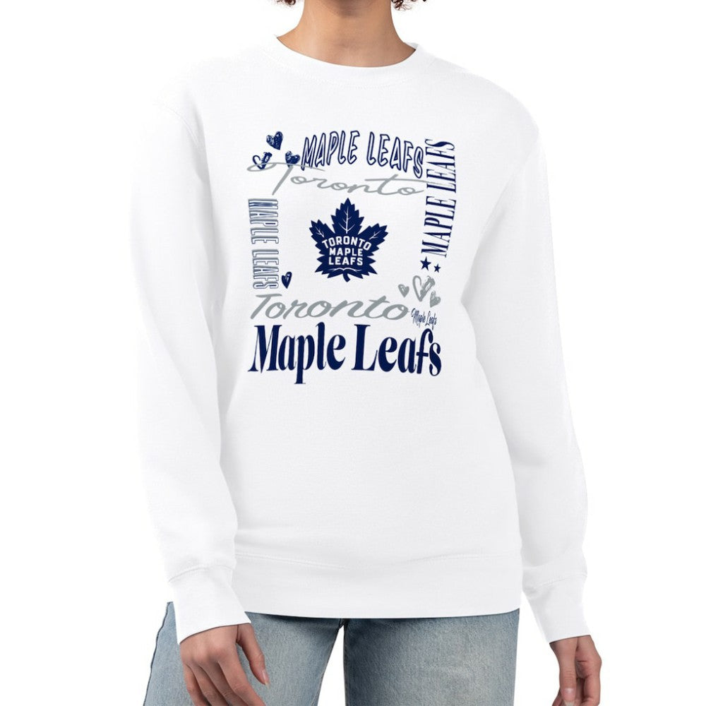 Toronto Maple Leafs G-III 4Her by Carl Banks Women's Collage Graphic Fleece Long Sleeve Pullover Sweatshirt - White - NHL