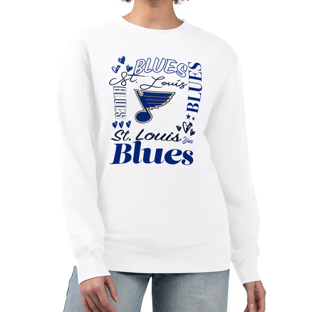St. Louis Blues G-III 4Her by Carl Banks Women's Collage Graphic Fleece Long Sleeve Pullover Sweatshirt - White - NHL