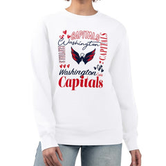 Washington Capitals G-III 4Her by Carl Banks Women's Collage Graphic Fleece Long Sleeve Pullover Sweatshirt - White - NHL