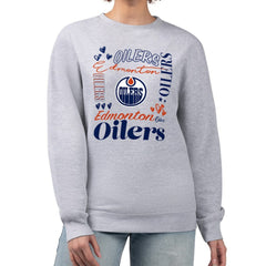 Edmonton Oilers G-III 4Her by Carl Banks Women's Collage Graphic Fleece Long Sleeve Pullover Sweatshirt - Heather Gray - NHL