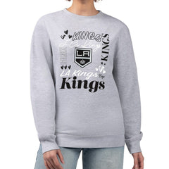 Los Angeles Kings G-III 4Her by Carl Banks Women's Collage Graphic Fleece Long Sleeve Pullover Sweatshirt - Heather Gray - NHL