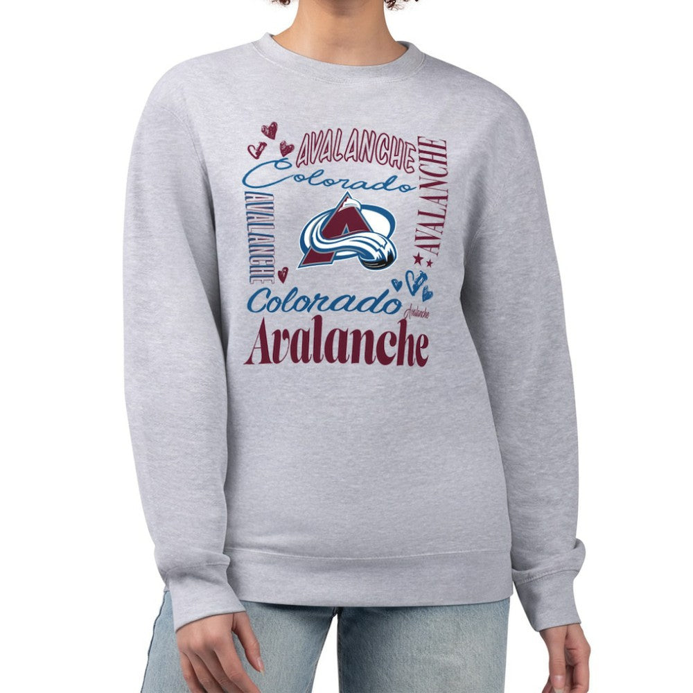 Colorado Avalanche G-III 4Her by Carl Banks Women's Collage Graphic Fleece Long Sleeve Pullover Sweatshirt - Heather Gray - NHL