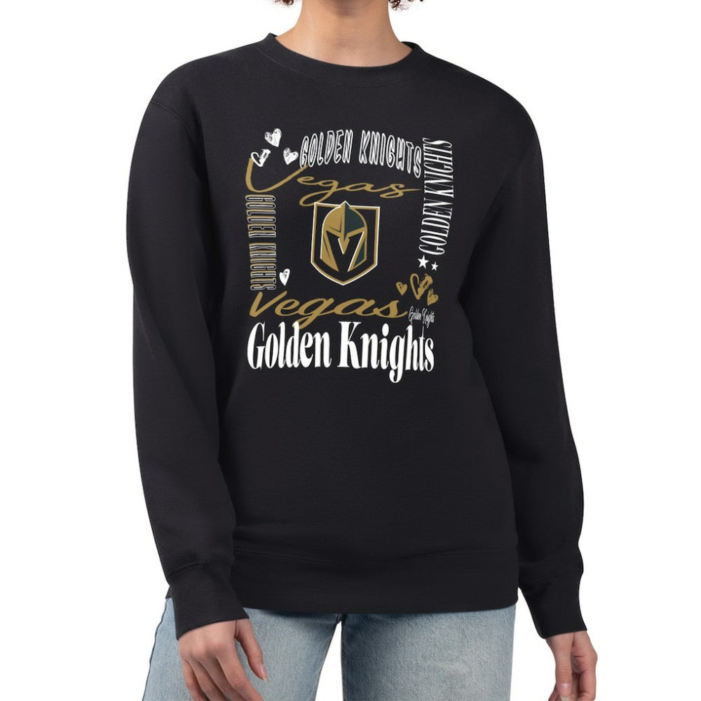 Vegas Golden Knights G-III 4Her by Carl Banks Women's Collage Graphic Fleece Long Sleeve Pullover Sweatshirt - Black - NHL