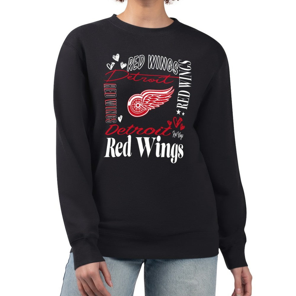 Detroit Red Wings G-III 4Her by Carl Banks Women's Collage Graphic Fleece Long Sleeve Pullover Sweatshirt - Black - NHL