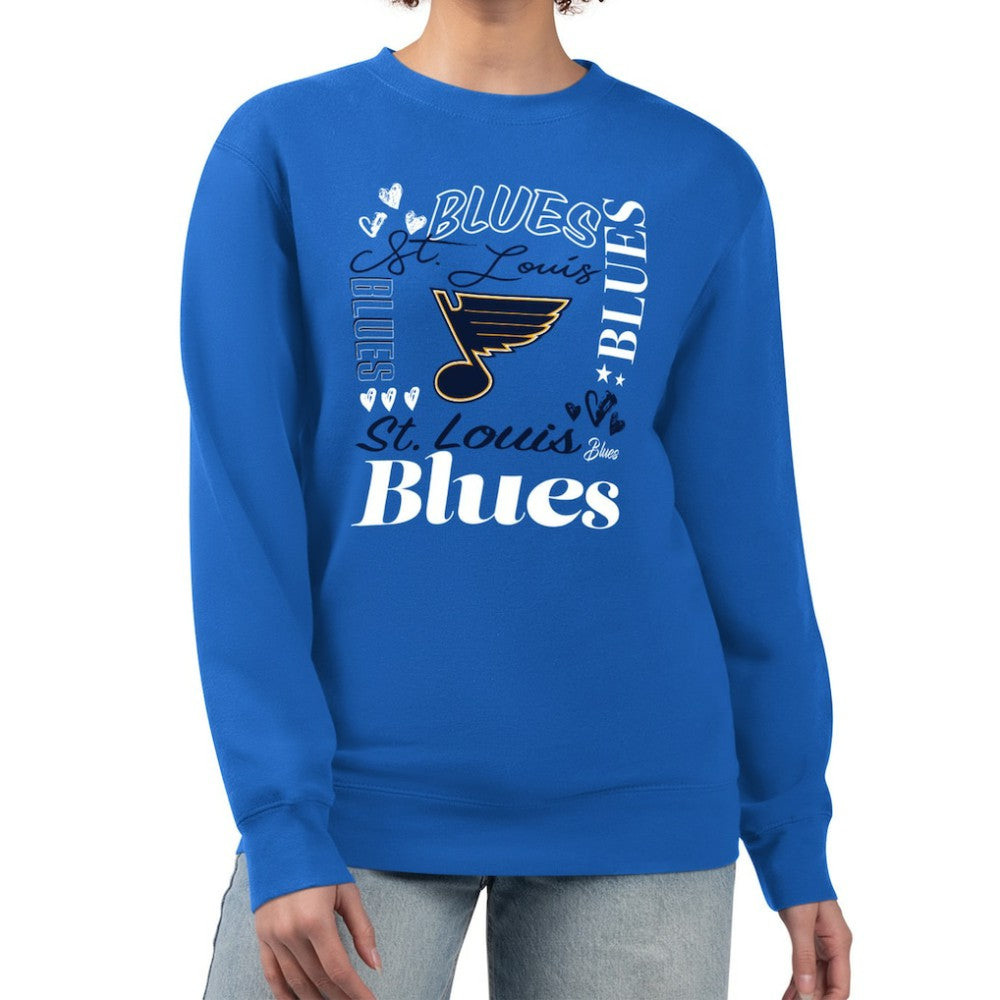 St. Louis Blues G-III 4Her by Carl Banks Women's Collage Graphic Fleece Long Sleeve Pullover Sweatshirt - Blue - NHL