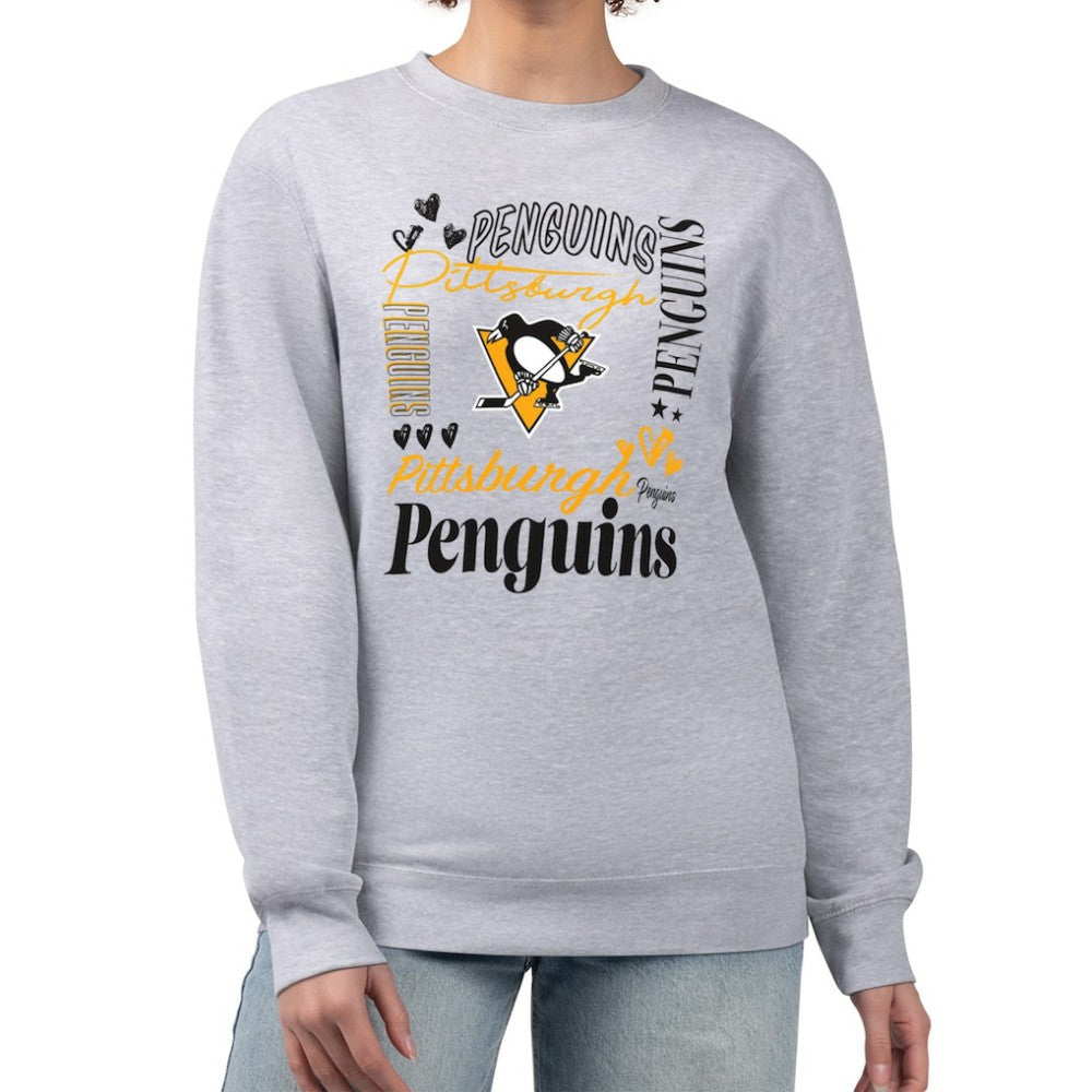 Pittsburgh Penguins G-III 4Her by Carl Banks Women's Collage Graphic Fleece Long Sleeve Pullover Sweatshirt - Heather Gray - NHL