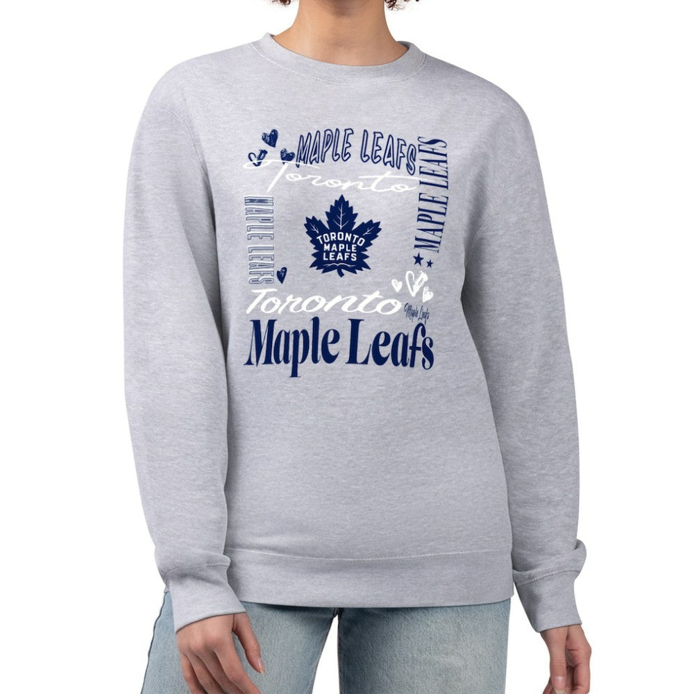 Toronto Maple Leafs G-III 4Her by Carl Banks Women's Collage Graphic Fleece Long Sleeve Pullover Sweatshirt - Heather Gray - NHL