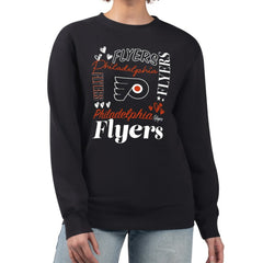 Philadelphia Flyers G-III 4Her by Carl Banks Women's Collage Graphic Fleece Long Sleeve Pullover Sweatshirt - Black - NHL