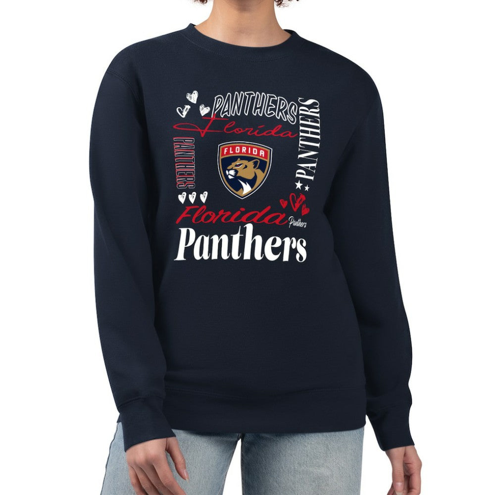 Florida Panthers G-III 4Her by Carl Banks Women's Collage Graphic Fleece Long Sleeve Pullover Sweatshirt - Navy - NHL