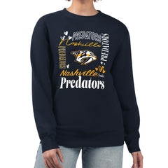 Nashville Predators G-III 4Her by Carl Banks Women's Collage Graphic Fleece Long Sleeve Pullover Sweatshirt - Navy - NHL