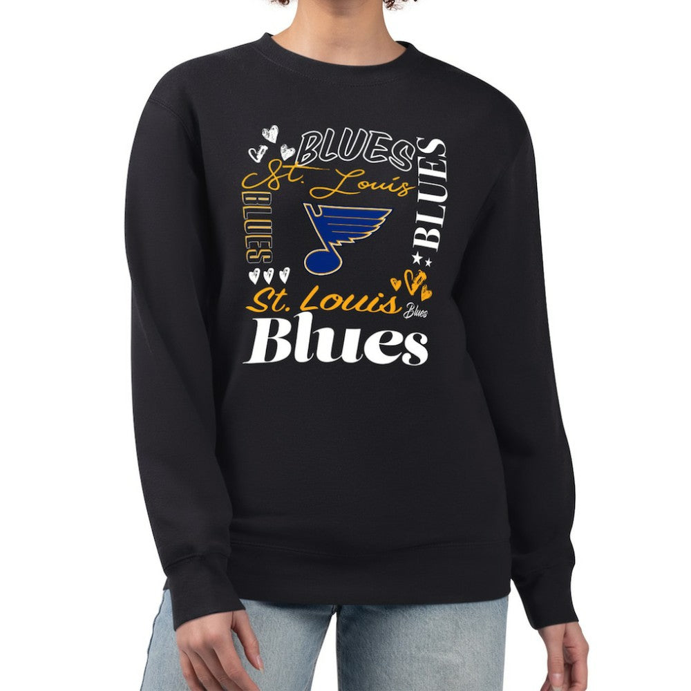 St. Louis Blues G-III 4Her by Carl Banks Women's Collage Graphic Fleece Long Sleeve Pullover Sweatshirt - Black - NHL