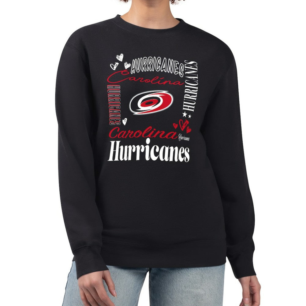 Carolina Hurricanes G-III 4Her by Carl Banks Women's Collage Graphic Fleece Long Sleeve Pullover Sweatshirt - Black - NHL