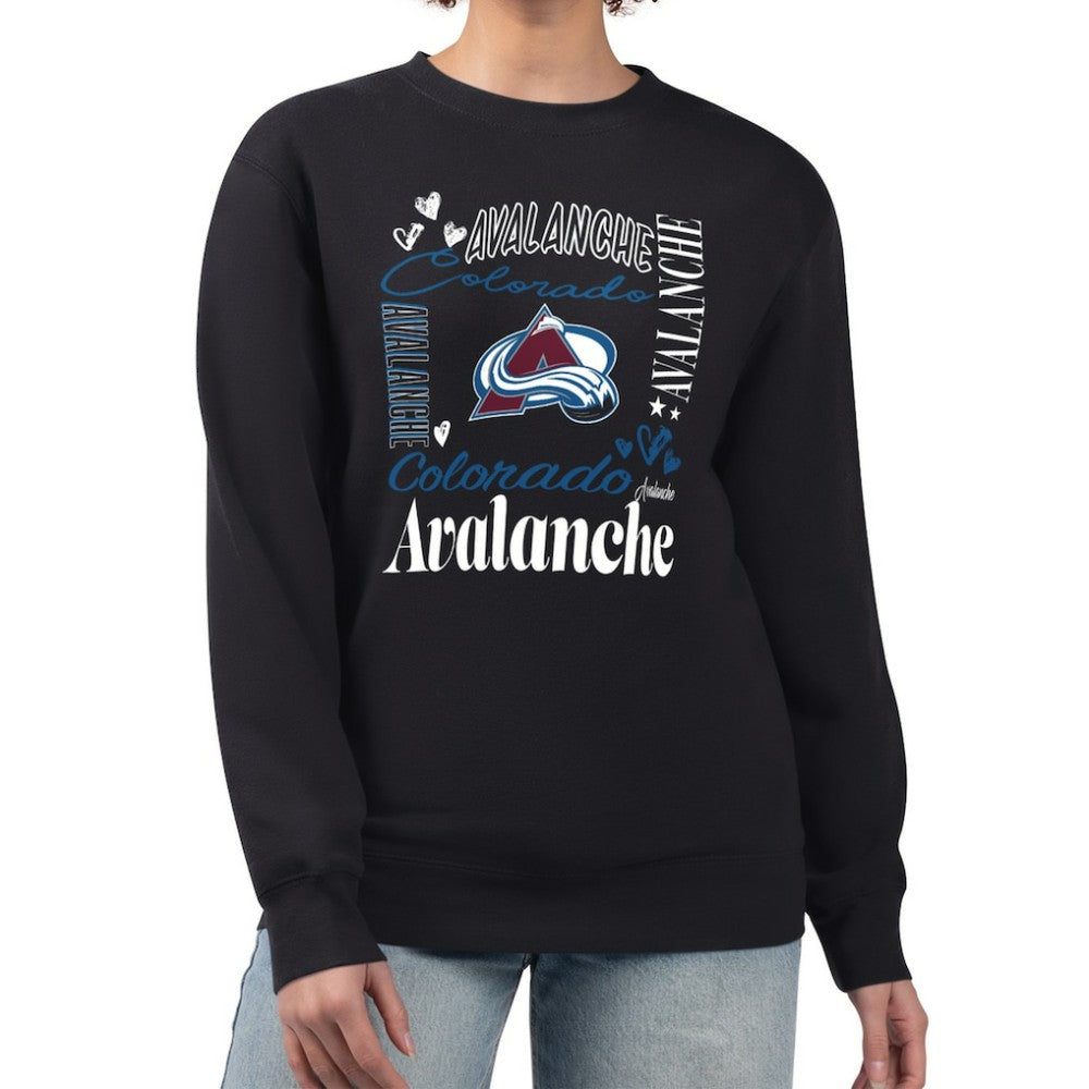 Colorado Avalanche G-III 4Her by Carl Banks Women's Collage Graphic Fleece Long Sleeve Pullover Sweatshirt - Black - NHL