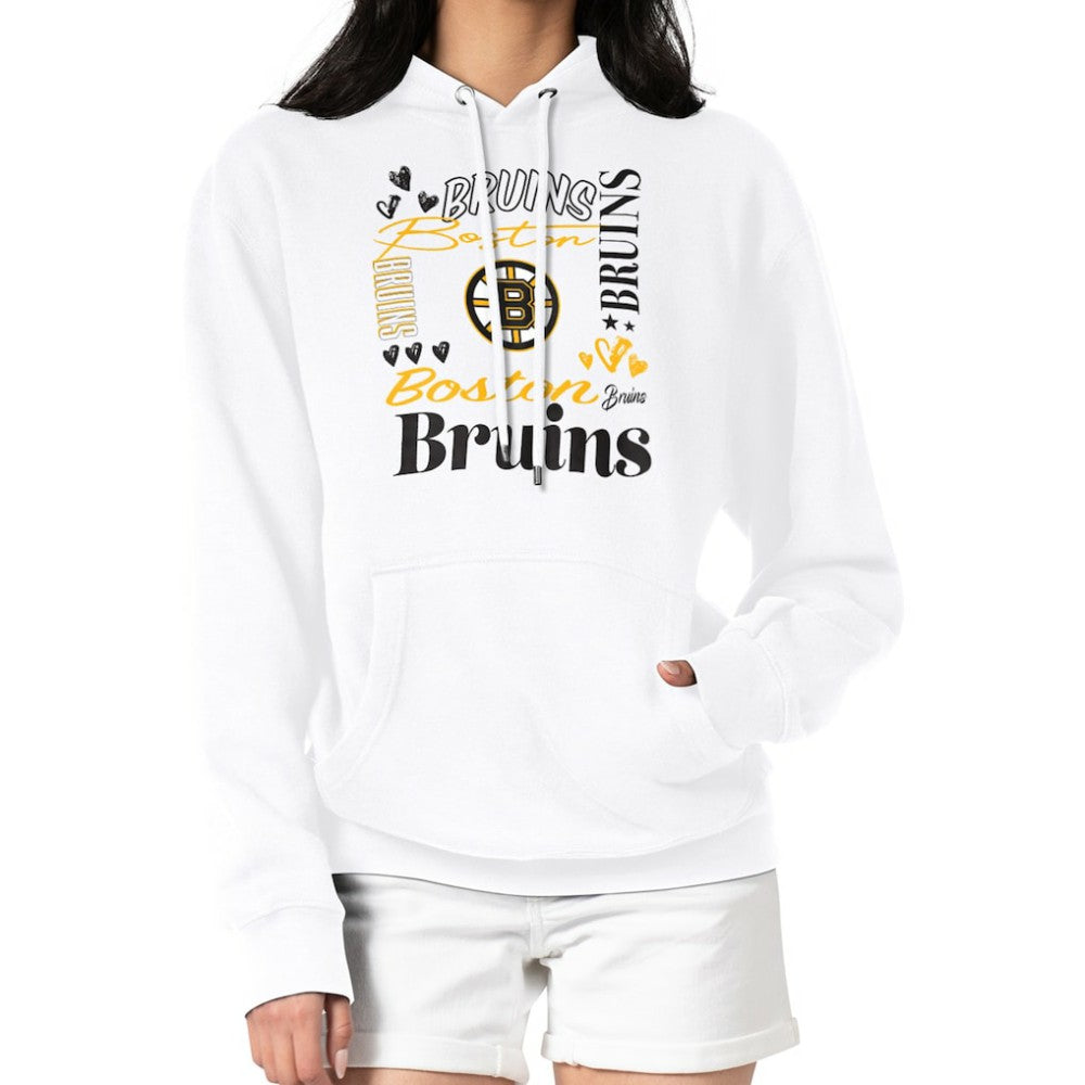 Boston Bruins G-III 4Her by Carl Banks Women's Collage Team Graphic Tri-Blend Fleece Pullover Hoodie - White - NHL