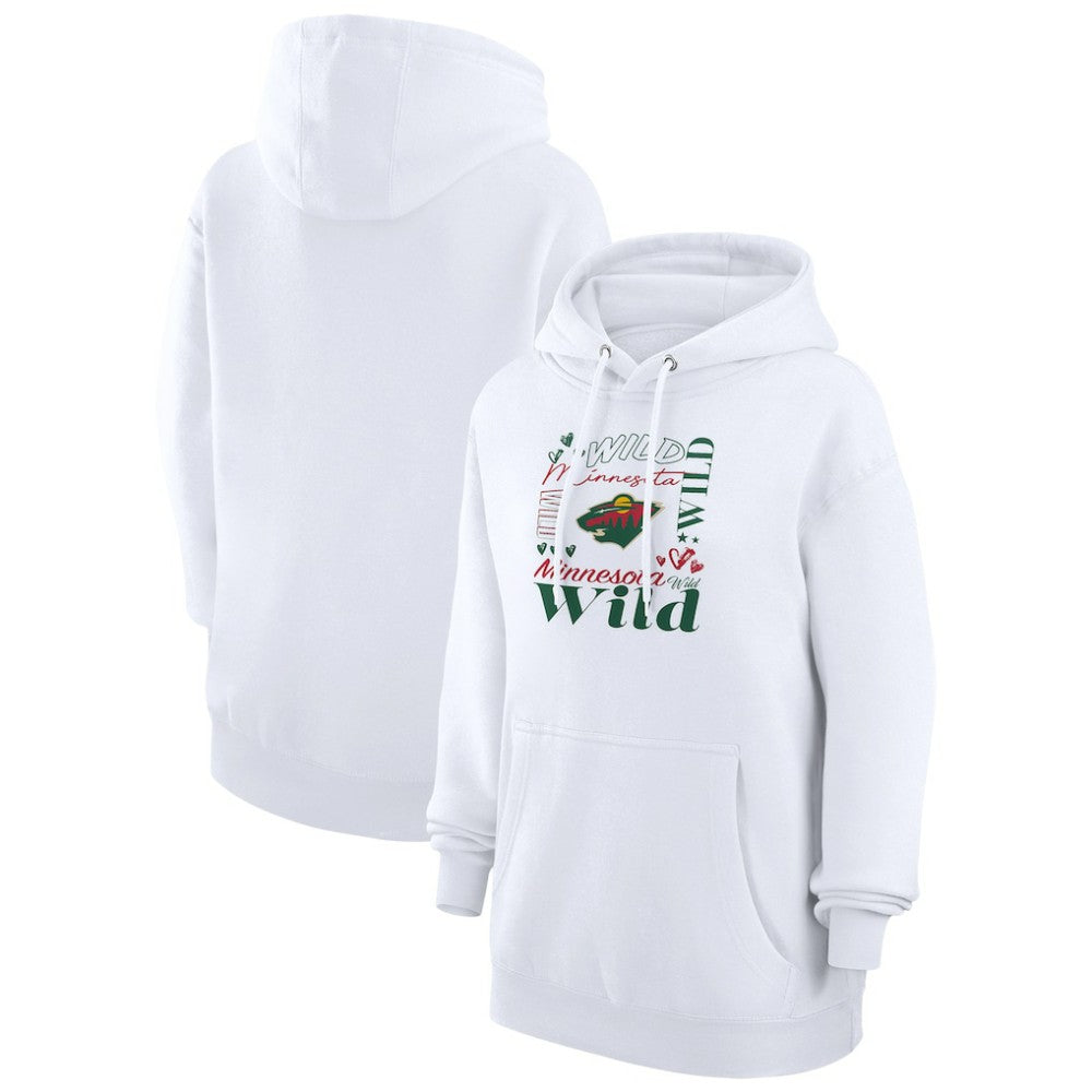 Minnesota Wild G-III 4Her by Carl Banks Women's Collage Team Graphic Tri-Blend Fleece Pullover Hoodie - White - NHL