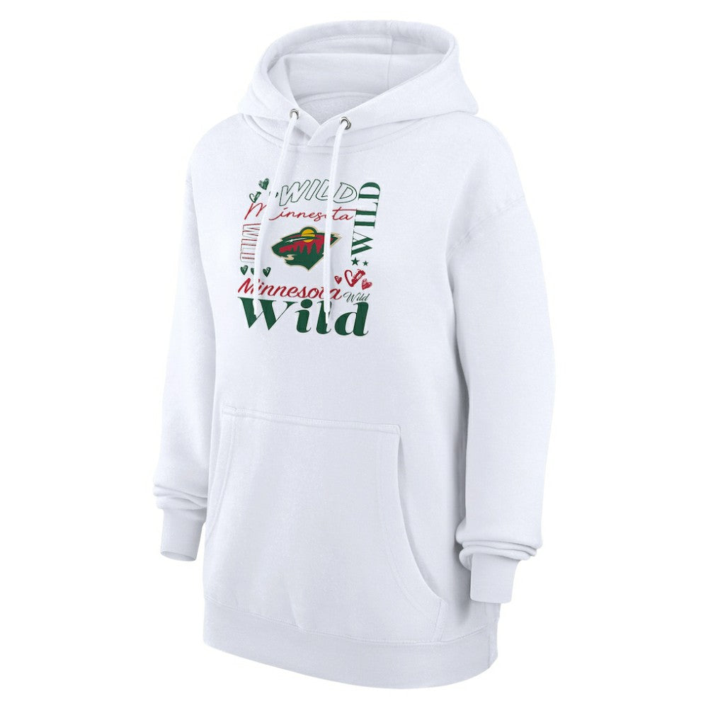 Minnesota Wild G-III 4Her by Carl Banks Women's Collage Team Graphic Tri-Blend Fleece Pullover Hoodie - White - NHL