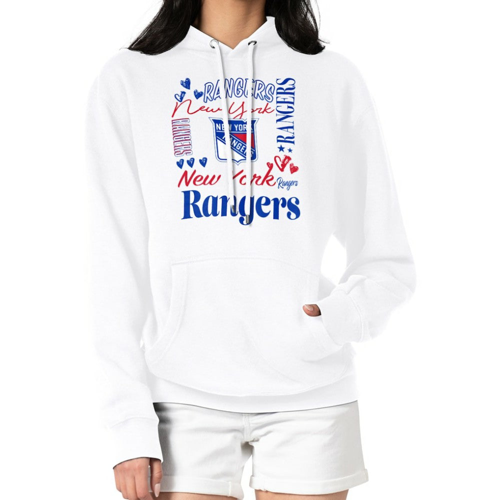 New York Rangers G-III 4Her by Carl Banks Women's Collage Team Graphic Tri-Blend Fleece Pullover Hoodie - White - NHL