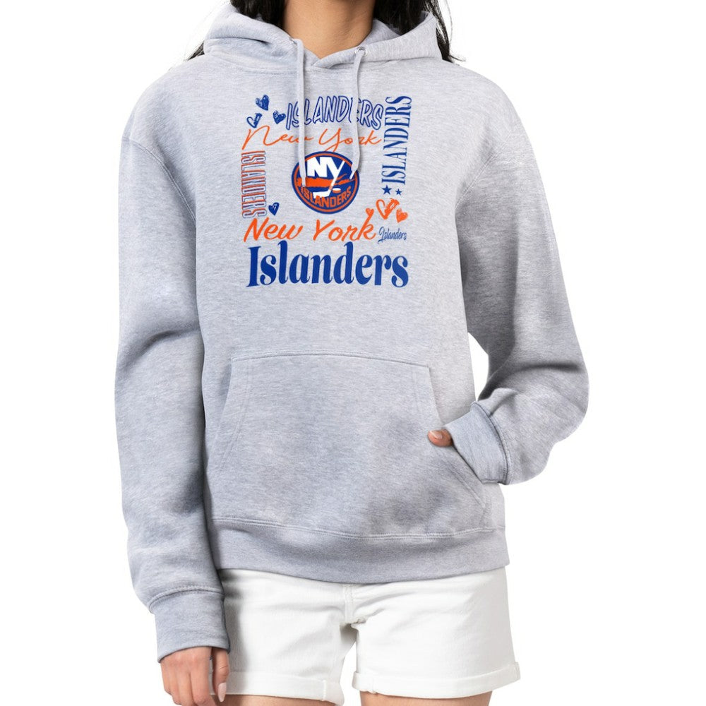 New York Islanders G-III 4Her by Carl Banks Women's Collage Team Graphic Fleece Pullover Hoodie - Heather Gray - NHL